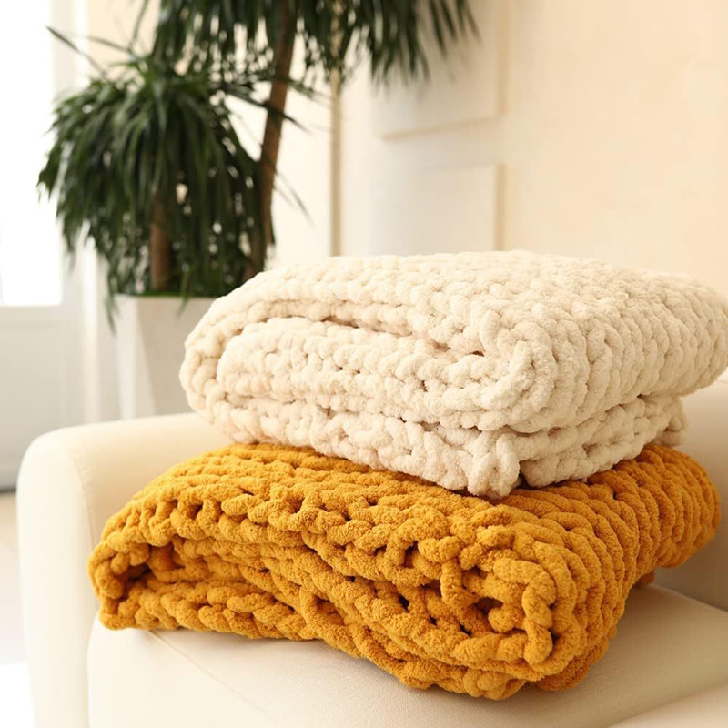 Cashmere Throw Blanket - Hand Chunky Knitted Blanket Thick Yarn