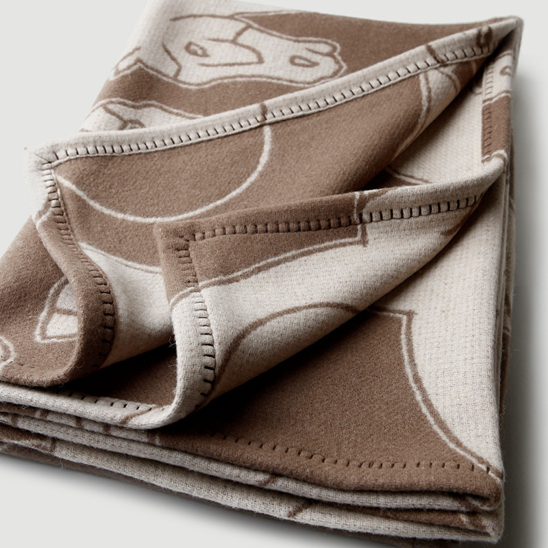 Cashmere Throw Blanket - Cartoon Horse Jacquard Wool Blanket –