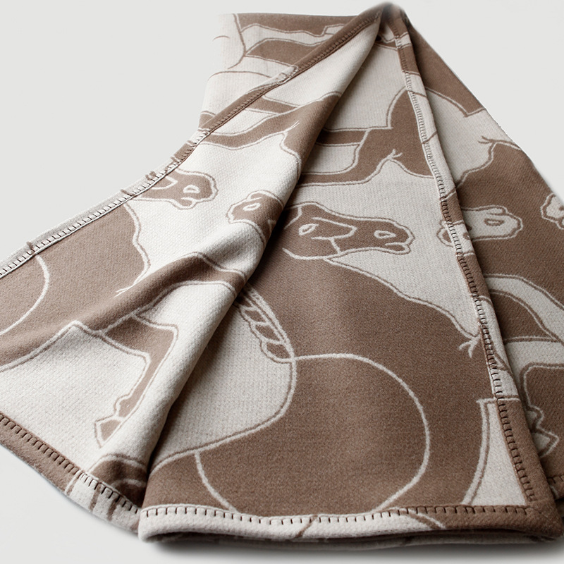 Cartoon Horse Jacquard Wool Bl - Cashmere Throw Blanket 리뷰 및 가격