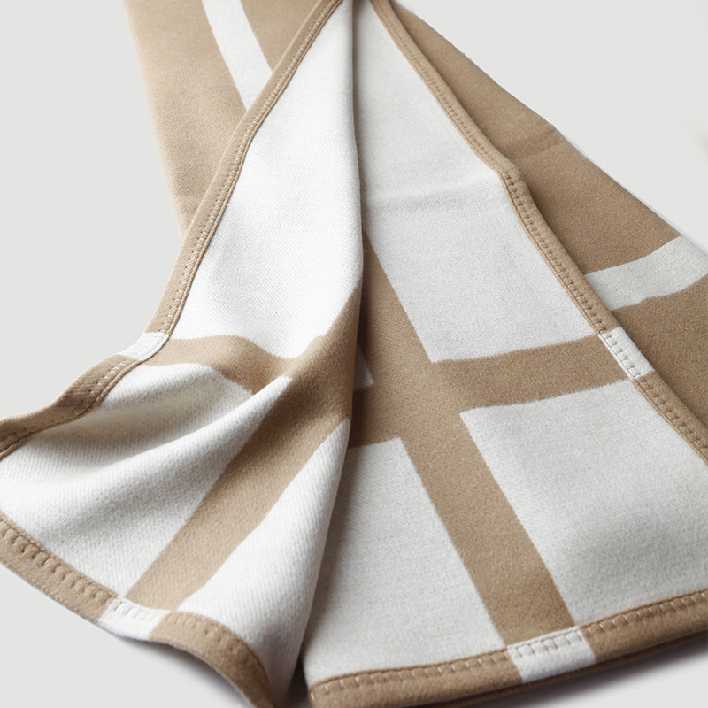 Cross striped double-sided jac - Cashmere Throw Blanket 리뷰 및 가격